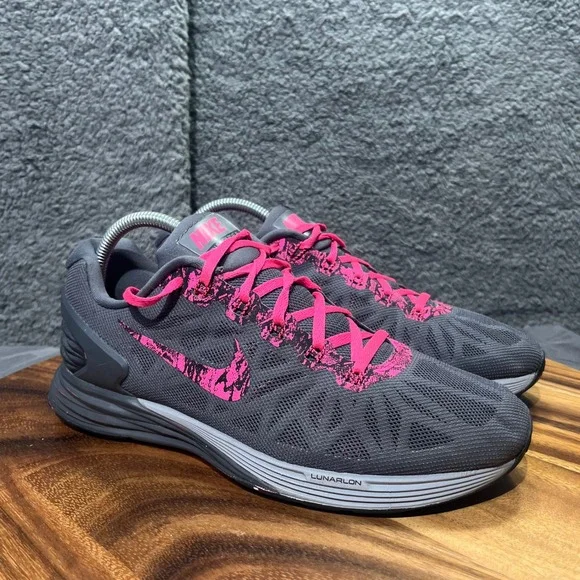 Nike LunarGlide 6 Women's Running Shoes Dark Gray Pink Athletic Sneakers Size 9 - Picture 5 of 12